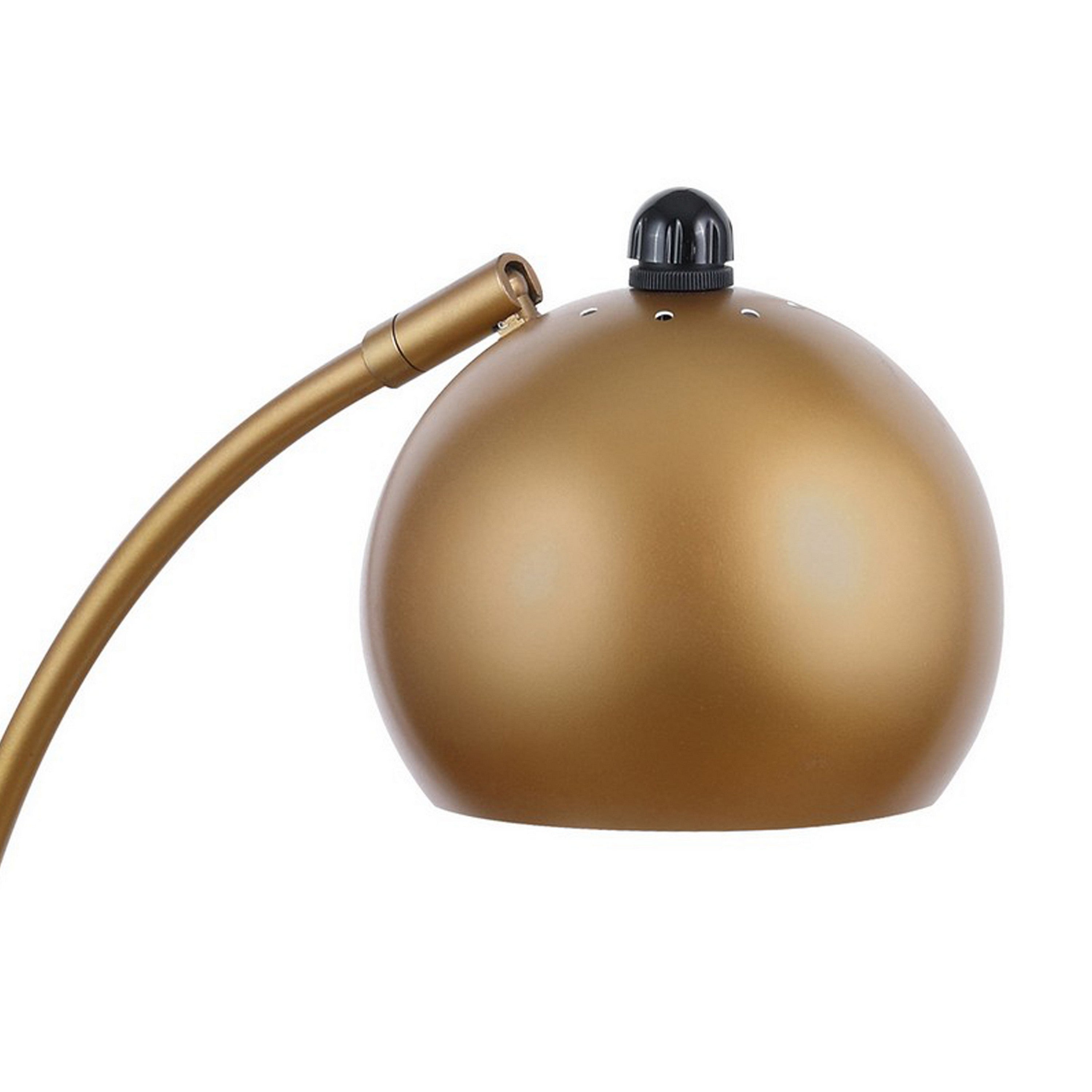 22 Inch Modern Office Table Lamp Dome Shade Arc Metal Base Gold