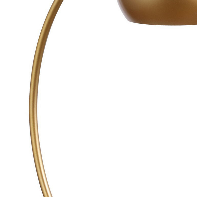 22 Inch Modern Office Table Lamp Dome Shade Arc Metal Base Gold-zoom-