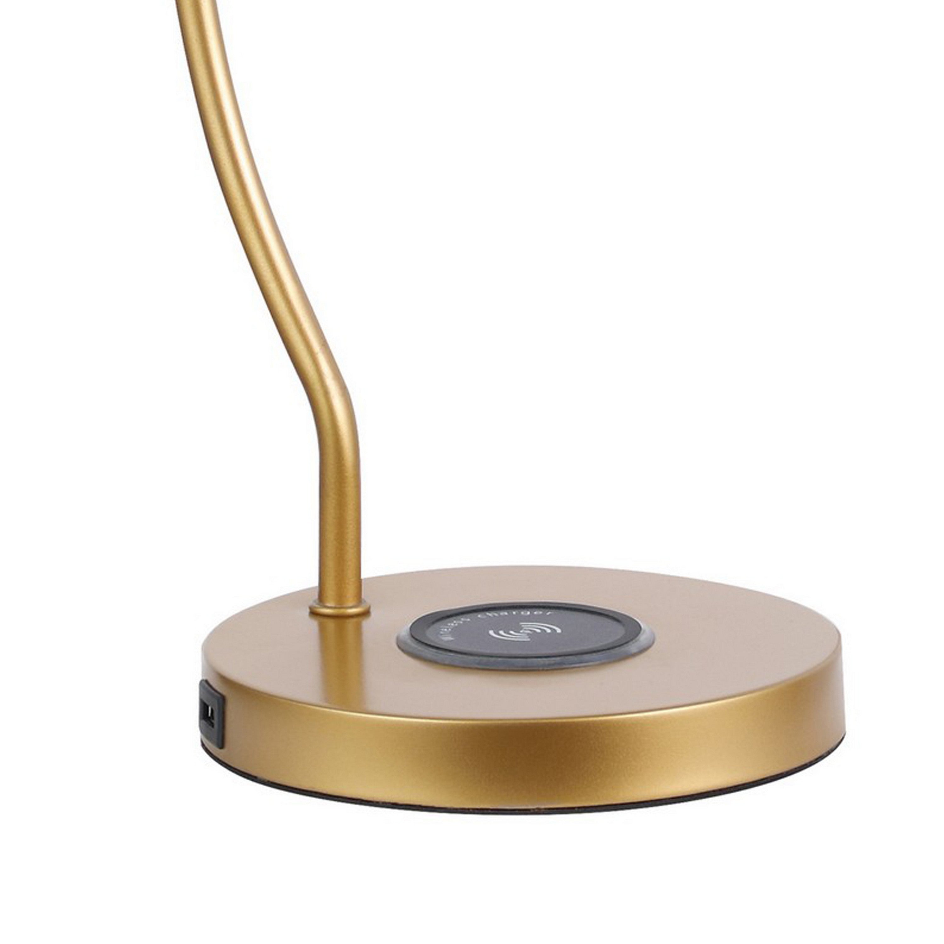 22 Inch Modern Office Table Lamp Dome Shade Arc Metal Base Gold-zoom-4