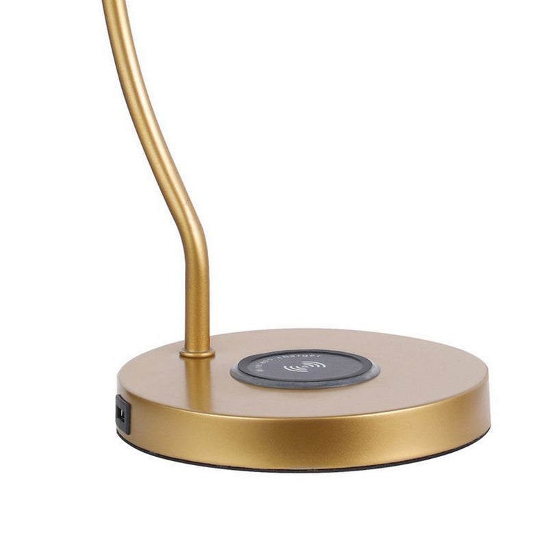 22 Inch Modern Office Table Lamp Dome Shade Arc Metal Base Gold-zoom-