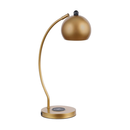 22 Inch Modern Office Table Lamp Dome Shade Arc Metal Base Gold