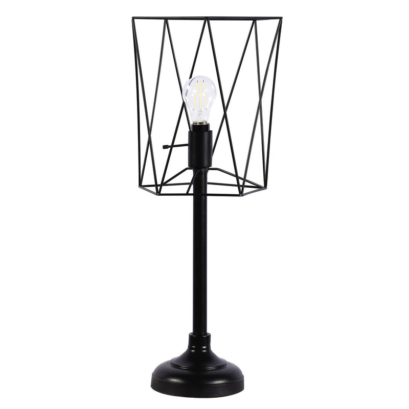 Ora 26 Inch Modern Table Lamp Square Cage Shade Round Metal Base Black-zoom-