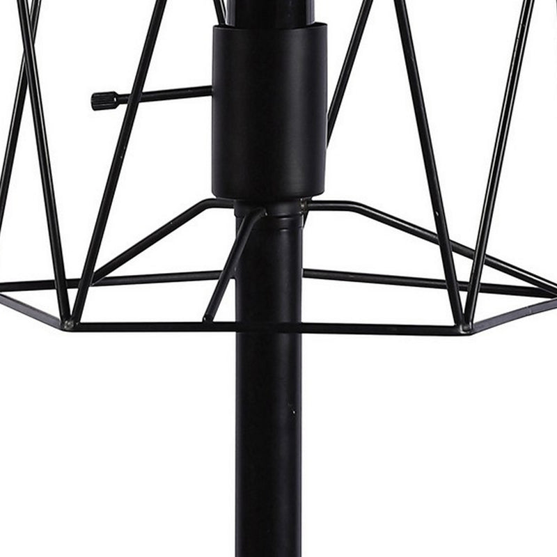 Ora 26 Inch Modern Table Lamp Square Cage Shade Round Metal Base Black-zoom-