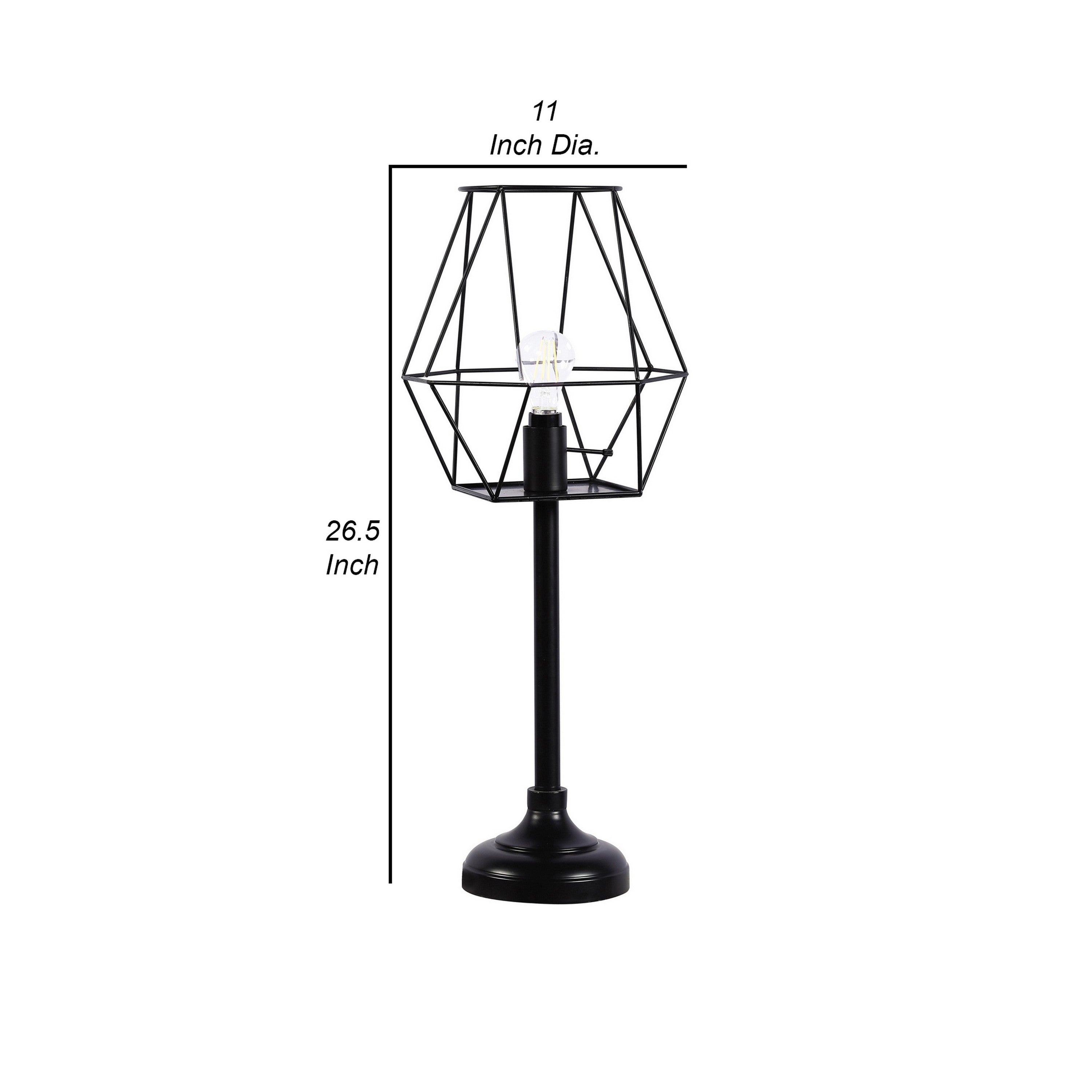 Ora 27 Inch Modern Table Lamp Diamond Cage Shade Round Metal Base Black-zoom-4