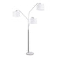84 Inch Modern Floor Lamp Three Drum Shades Marble Base White Silver