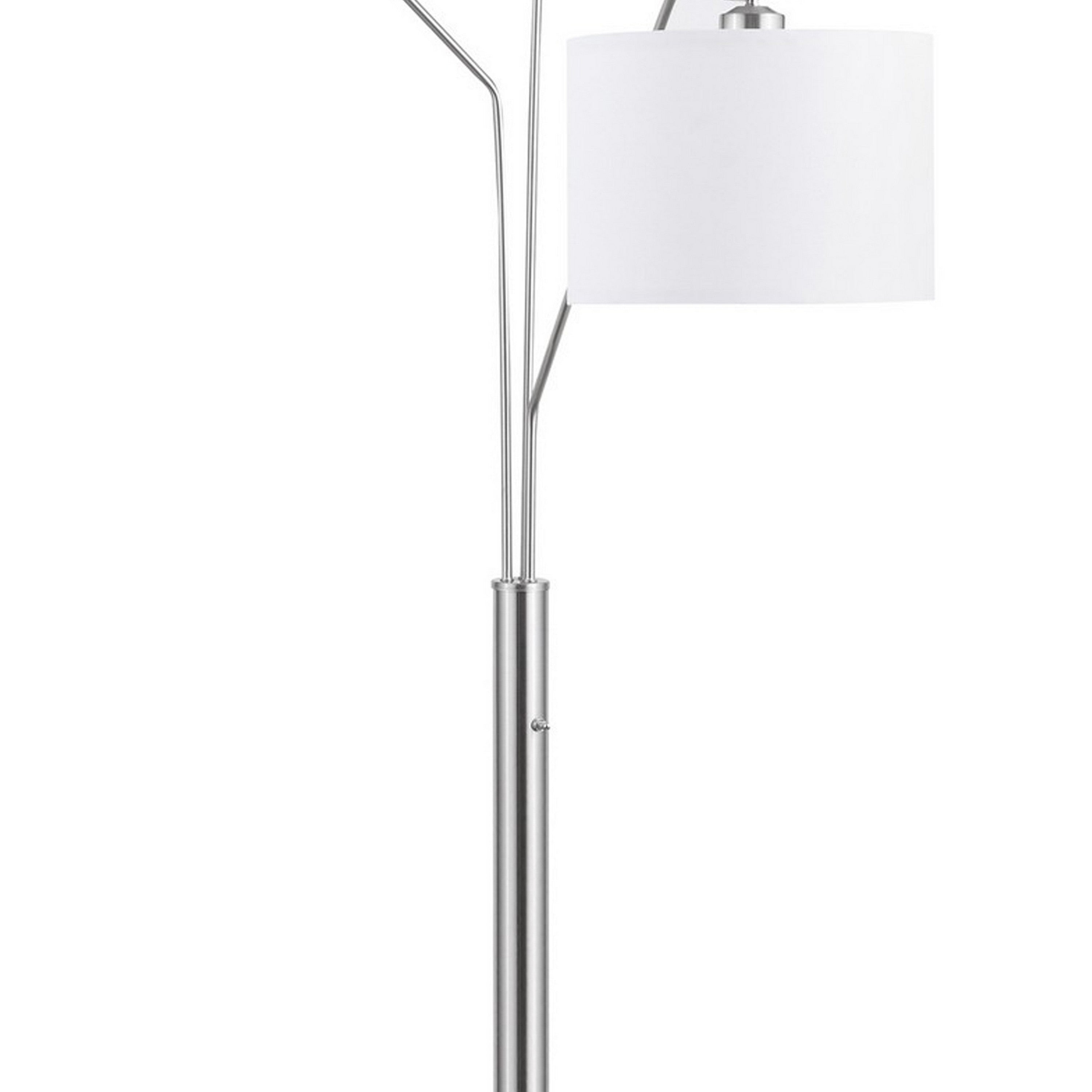 84 Inch Modern Floor Lamp Three Drum Shades Marble Base White Silver-zoom-3