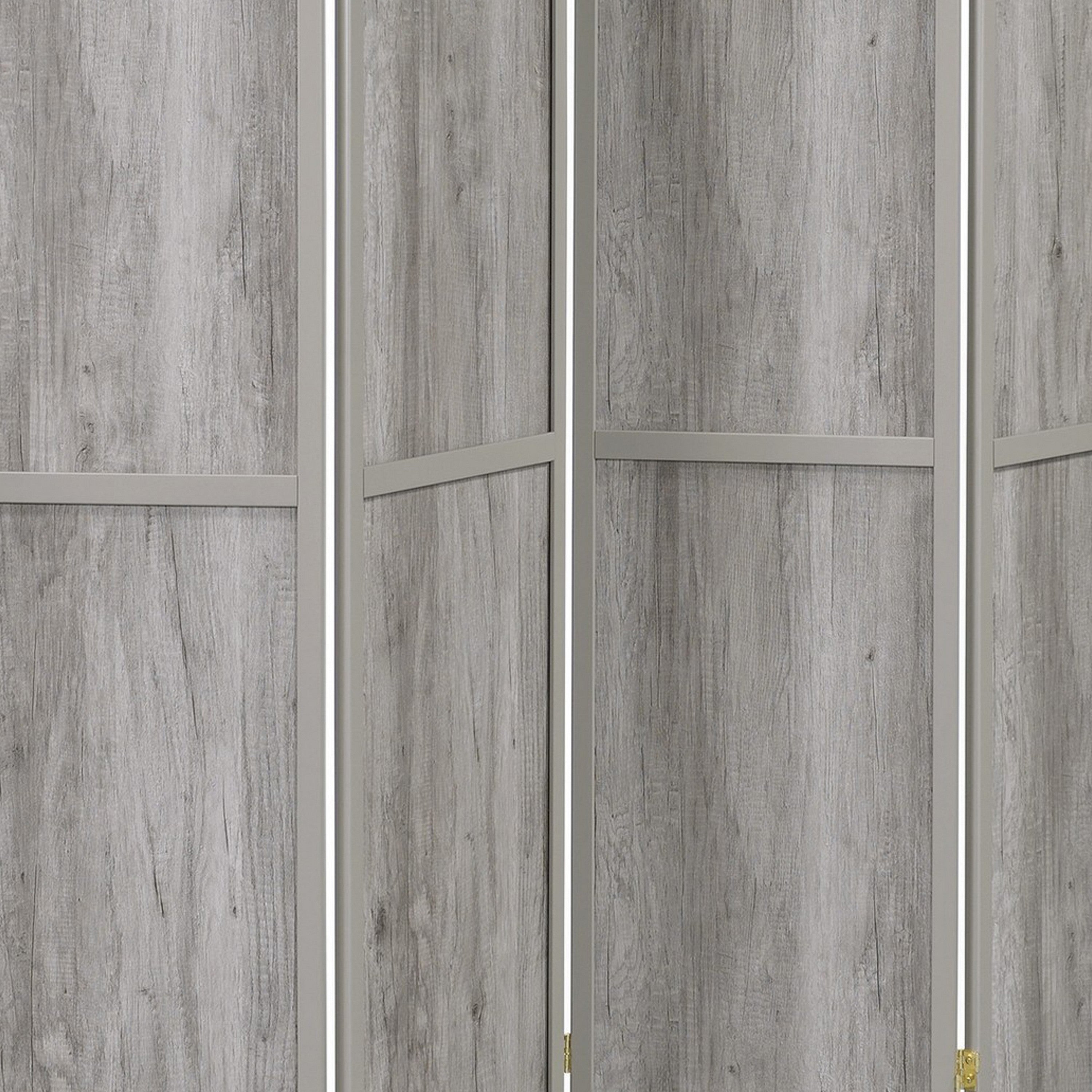 70 Inch Modern 4 Panel Folding Screen Room Divider, Rustic Gray Wood Finish-zoom-3