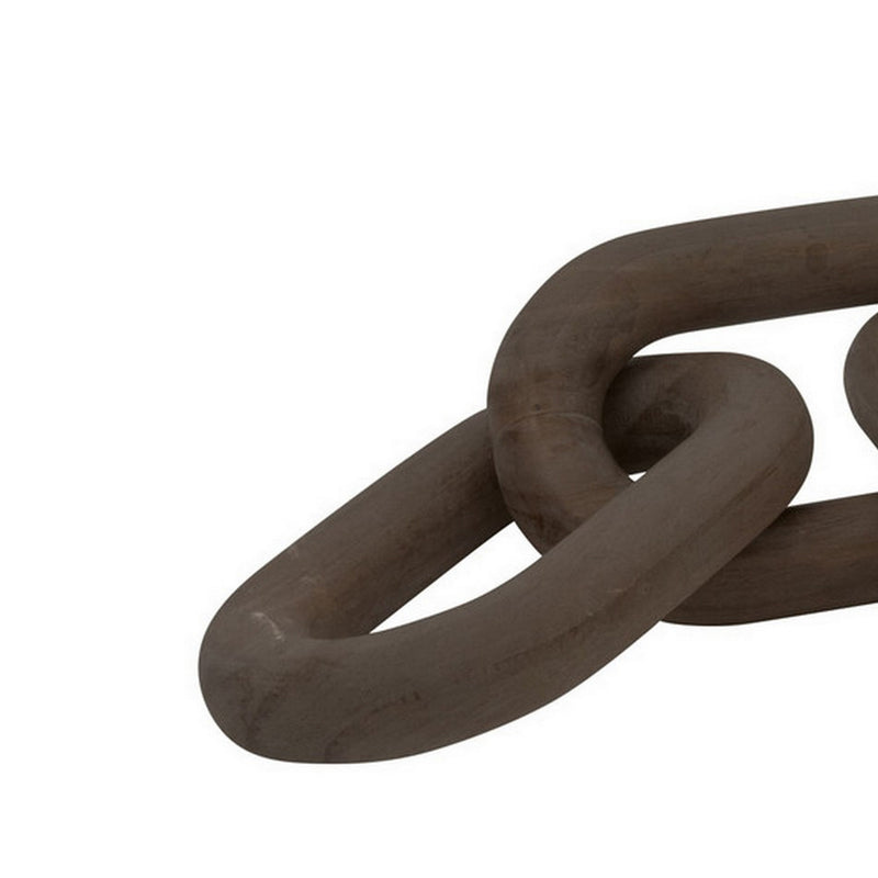Kai 20 Inch Accent Decor 5 Oval Chain Links Reclaimed Wood Washed Black-zoom-