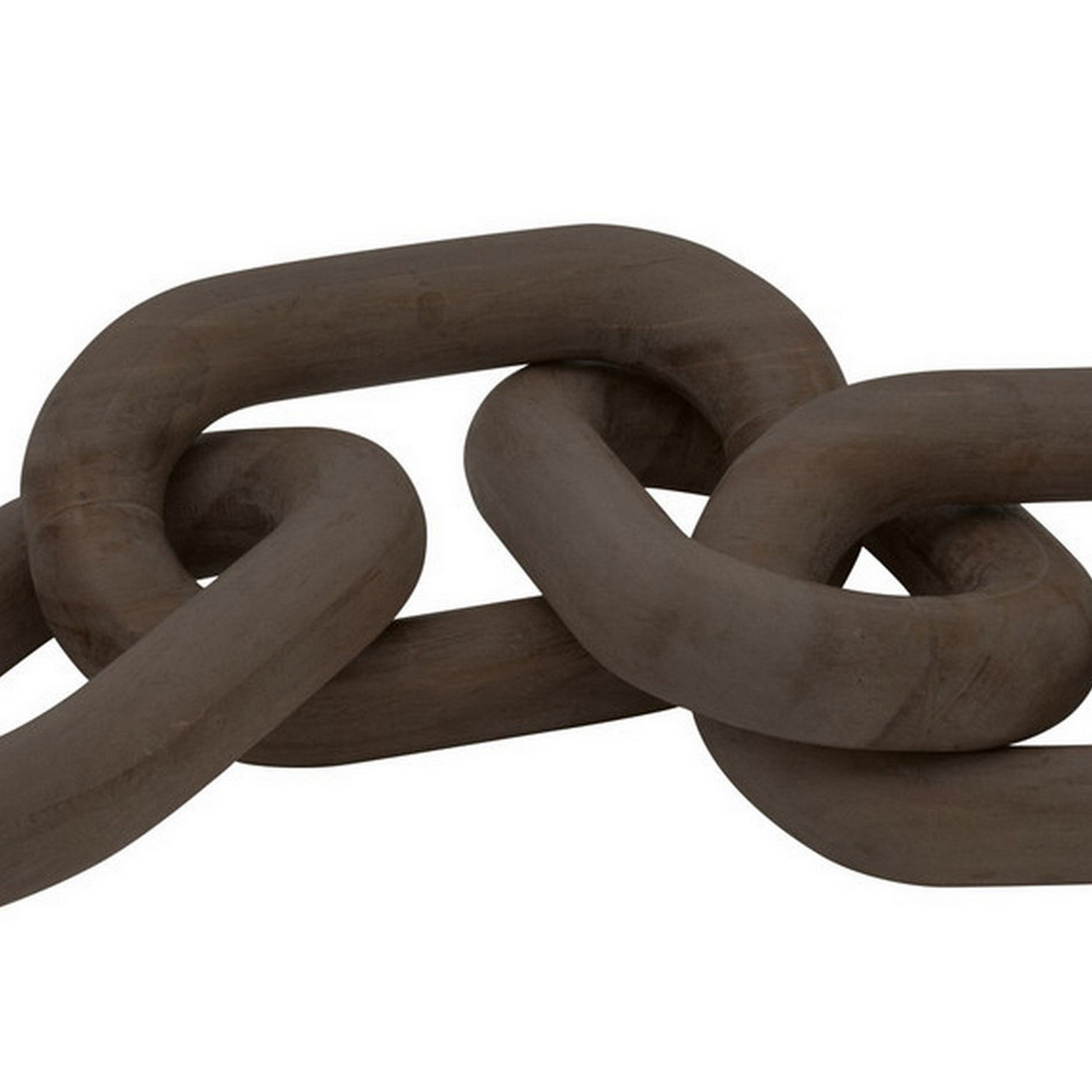 Kai 20 Inch Accent Decor 5 Oval Chain Links Reclaimed Wood Washed Black-zoom-3