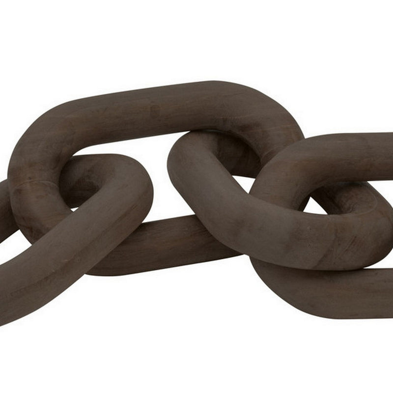 Kai 20 Inch Accent Decor 5 Oval Chain Links Reclaimed Wood Washed Black-zoom-
