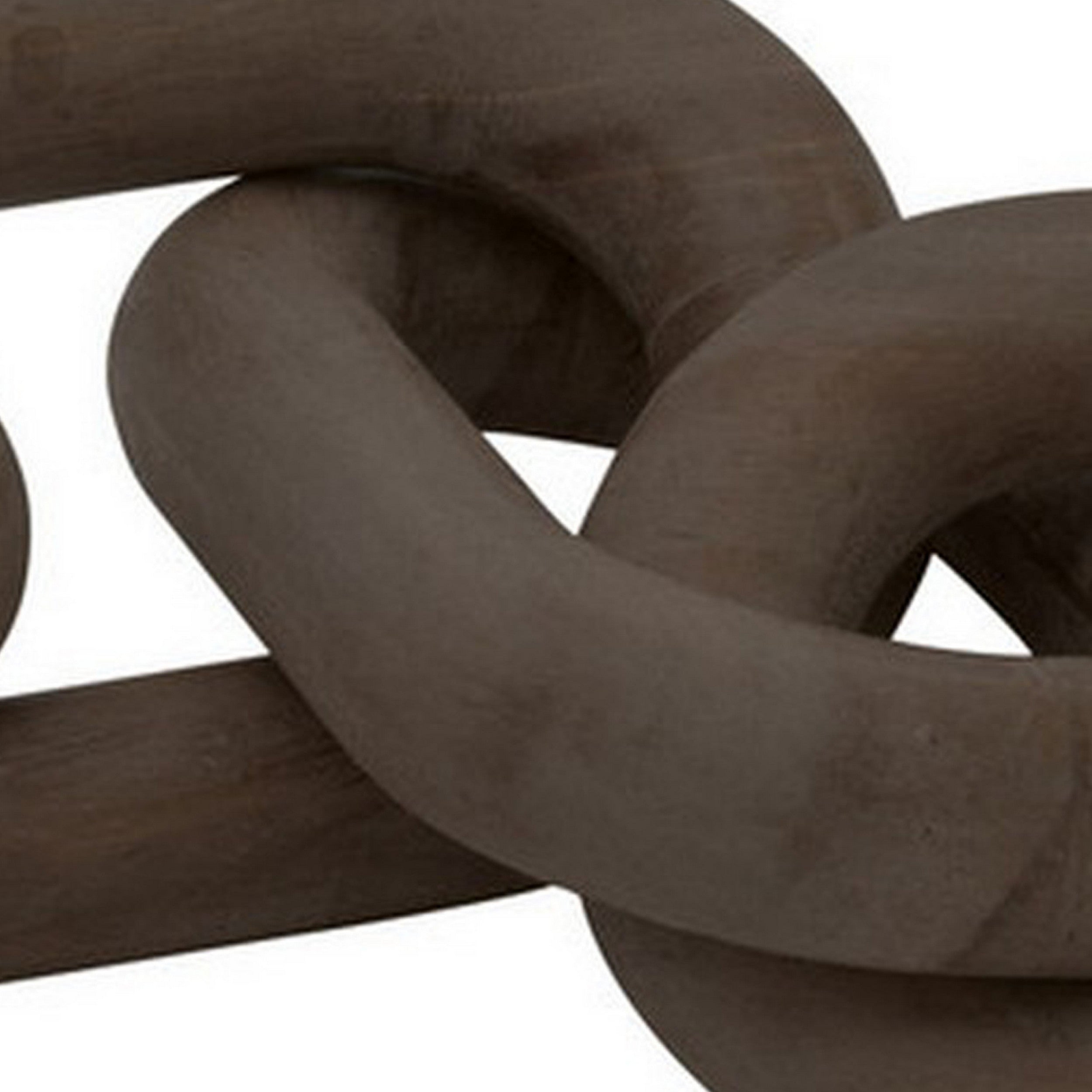 Kai 20 Inch Accent Decor 5 Oval Chain Links Reclaimed Wood Washed Black-zoom-4
