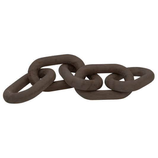 Kai 20 Inch Accent Decor 5 Oval Chain Links Reclaimed Wood Washed Black