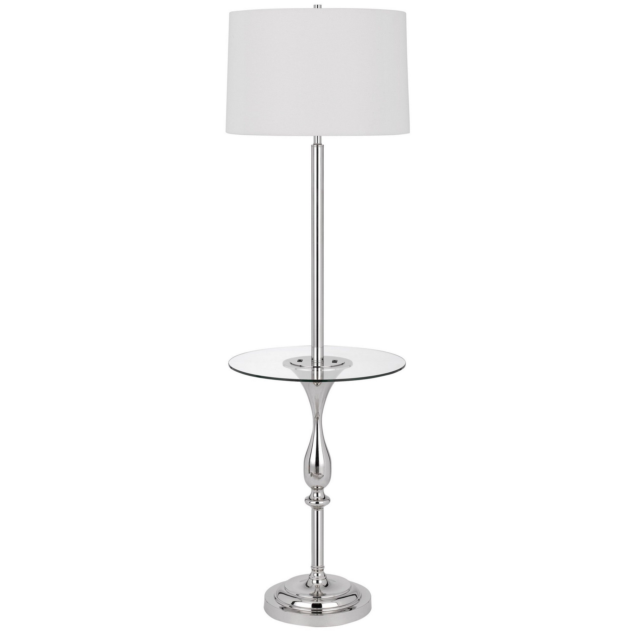 Ava 61 Inch Modern Floor Lamp Glass Tray Table 1 Usb Port Glossy Chrome-zoom-1