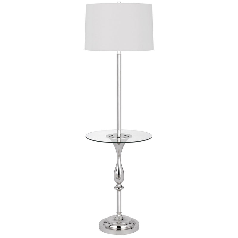 Ava 61 Inch Modern Floor Lamp Glass Tray Table 1 Usb Port Glossy Chrome-zoom-