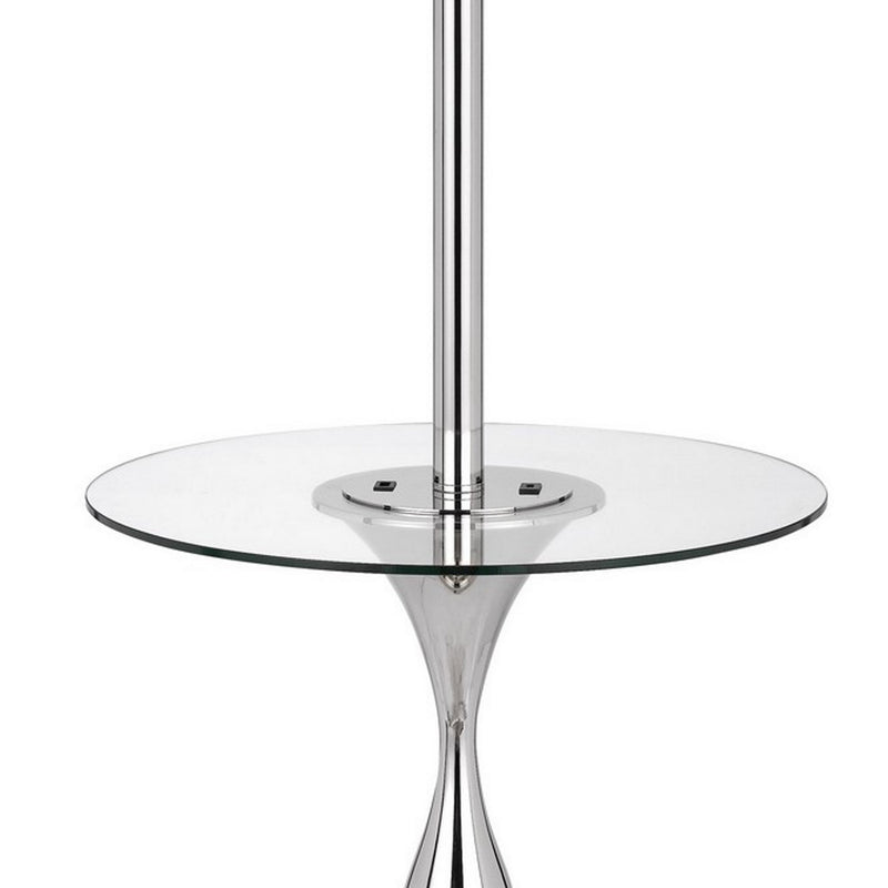 Ava 61 Inch Modern Floor Lamp Glass Tray Table 1 Usb Port Glossy Chrome-zoom-