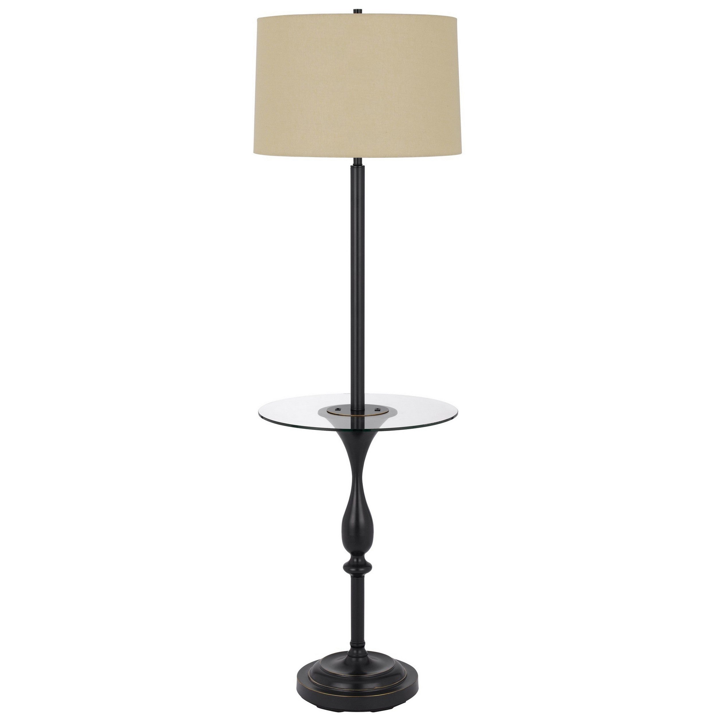 61 Inch Modern Floor Lamp Glass Tray Table 1 Usb Port Antique Silver-zoom-1