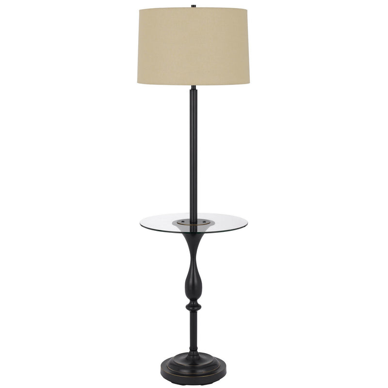 61 Inch Modern Floor Lamp Glass Tray Table 1 Usb Port Antique Silver-zoom-