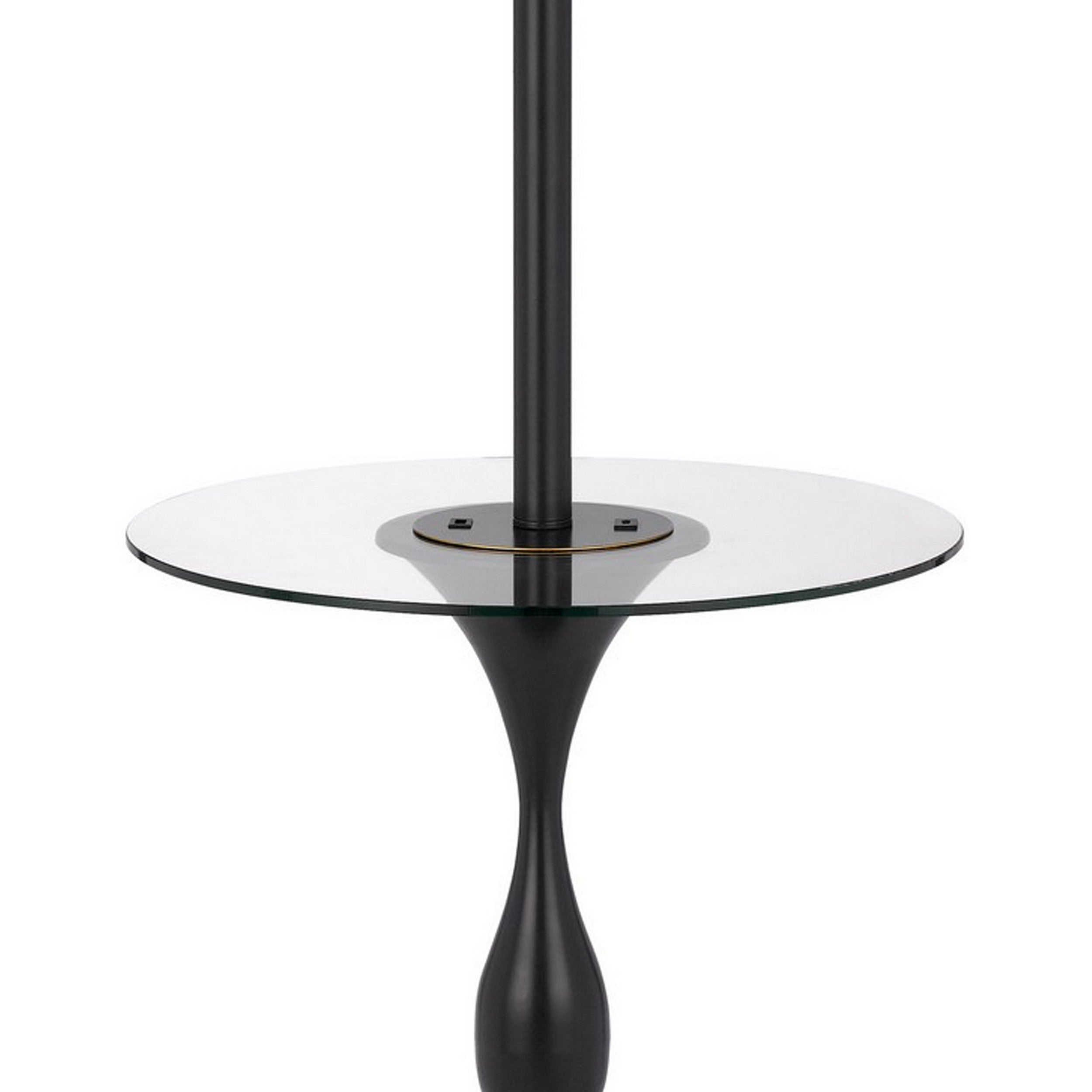 61 Inch Modern Floor Lamp Glass Tray Table 1 Usb Port Antique Silver-zoom-2
