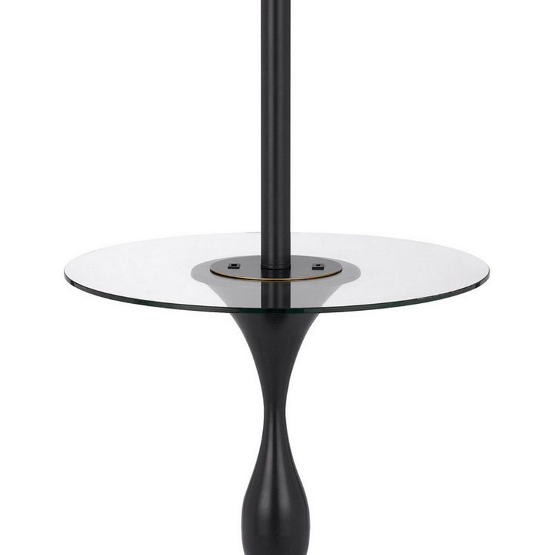 61 Inch Modern Floor Lamp Glass Tray Table 1 Usb Port Antique Silver-zoom-
