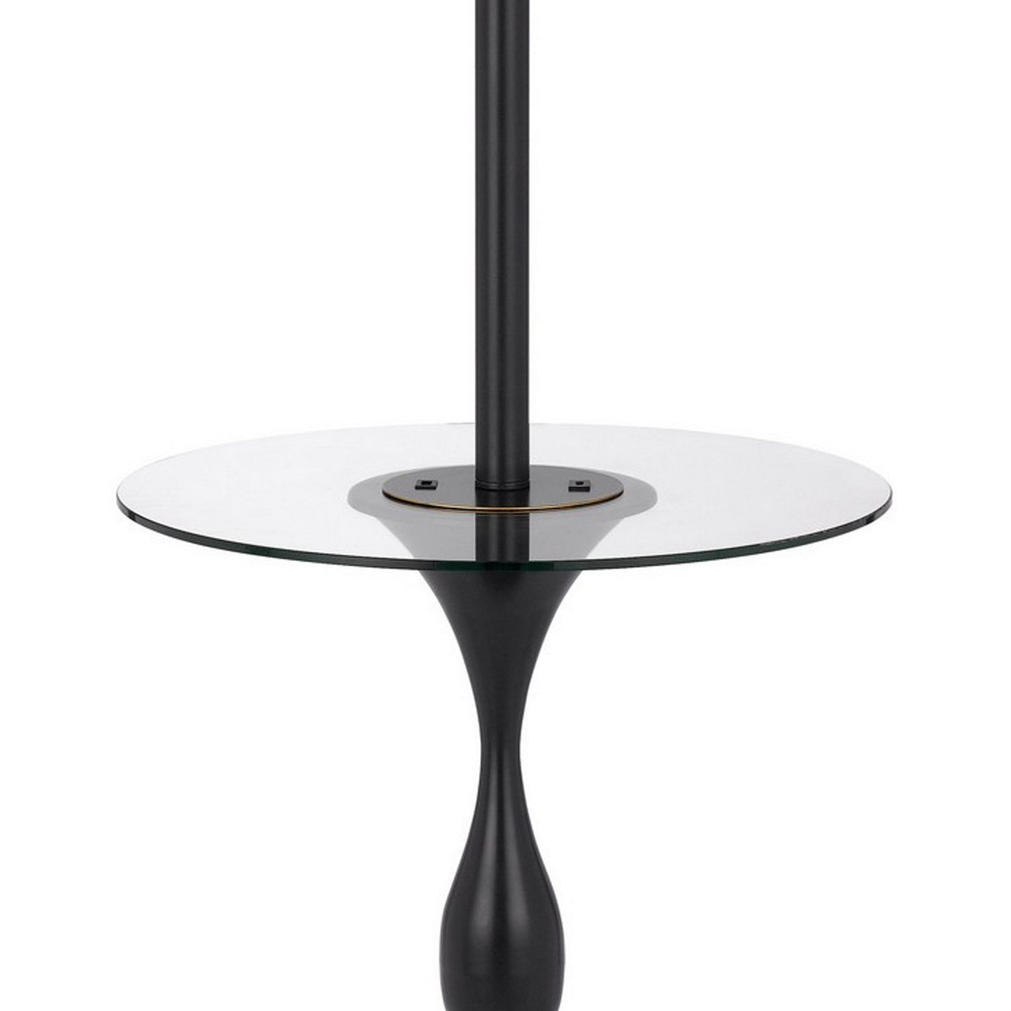 61 Inch Modern Floor Lamp Glass Tray Table 1 Usb Port Antique Silver
