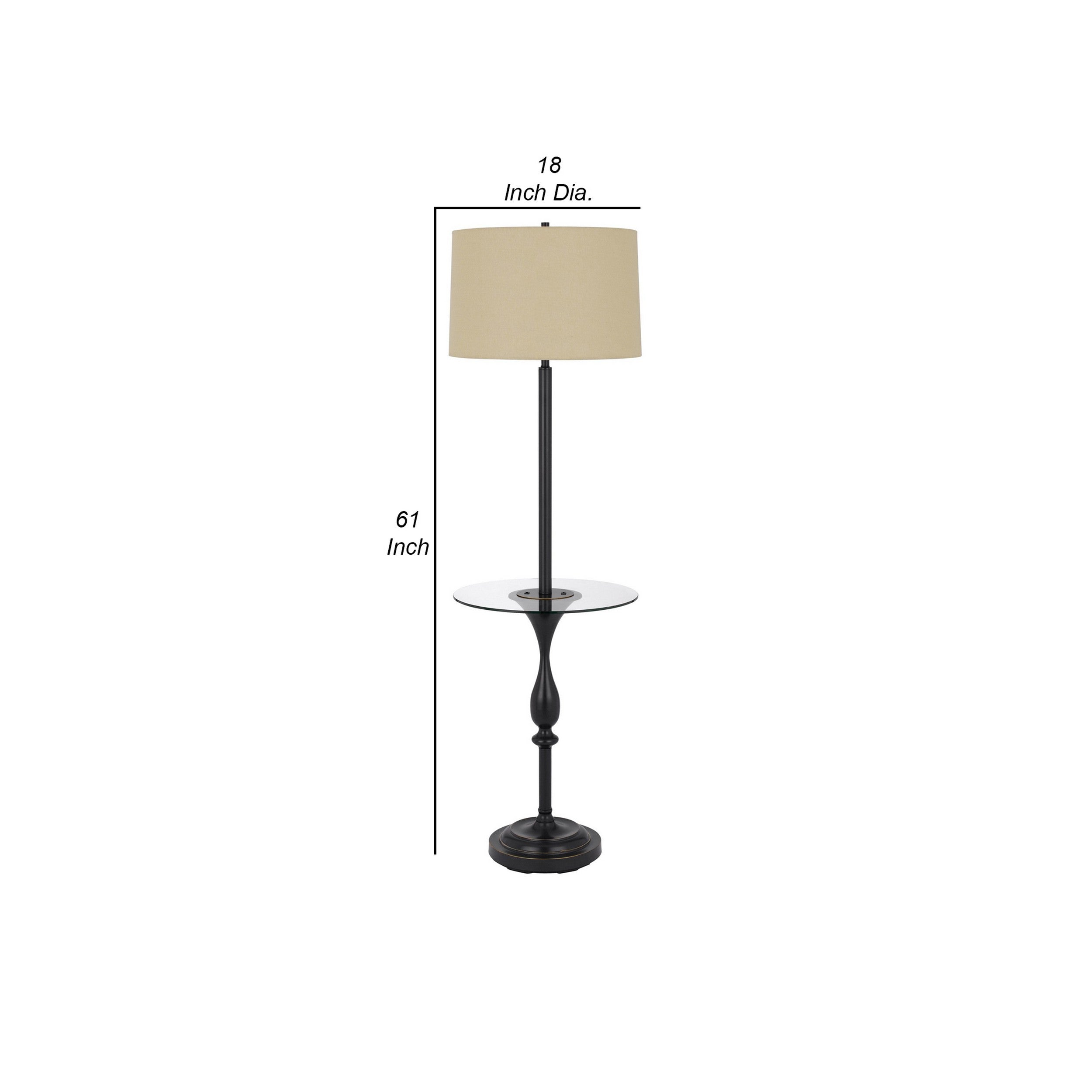 61 Inch Modern Floor Lamp Glass Tray Table 1 Usb Port Antique Silver-zoom-4