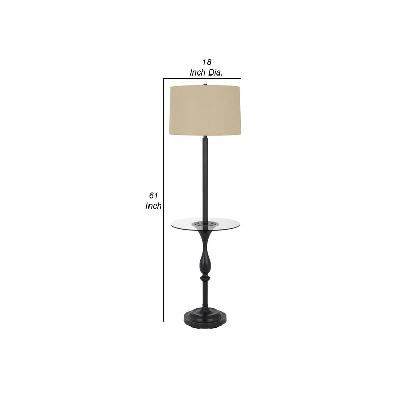 61 Inch Modern Floor Lamp Glass Tray Table 1 Usb Port Antique Silver-zoom-