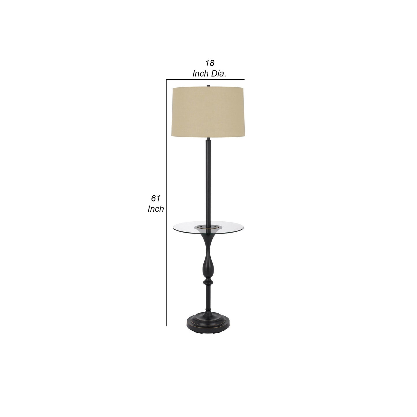 61 Inch Modern Floor Lamp Glass Tray Table 1 Usb Port Antique Silver
