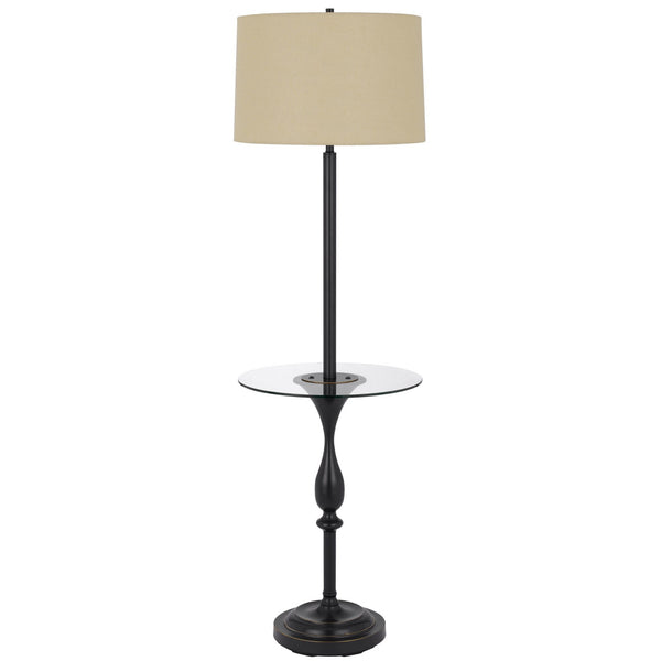 61 Inch Modern Floor Lamp Glass Tray Table 1 Usb Port Antique Silver