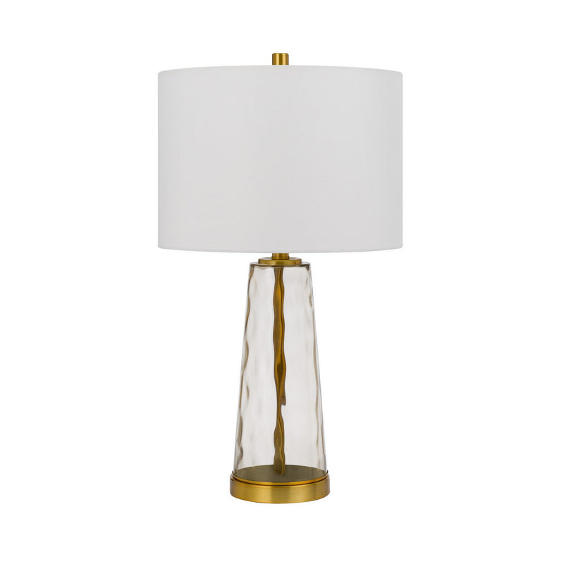 26 Inch Modern Accent Table Lamp Set of 2 Clear Glass Base Antique Brass-zoom-