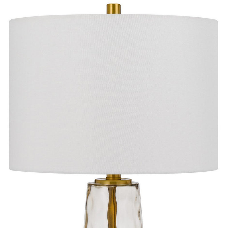 26 Inch Modern Accent Table Lamp Set of 2 Clear Glass Base Antique Brass-zoom-
