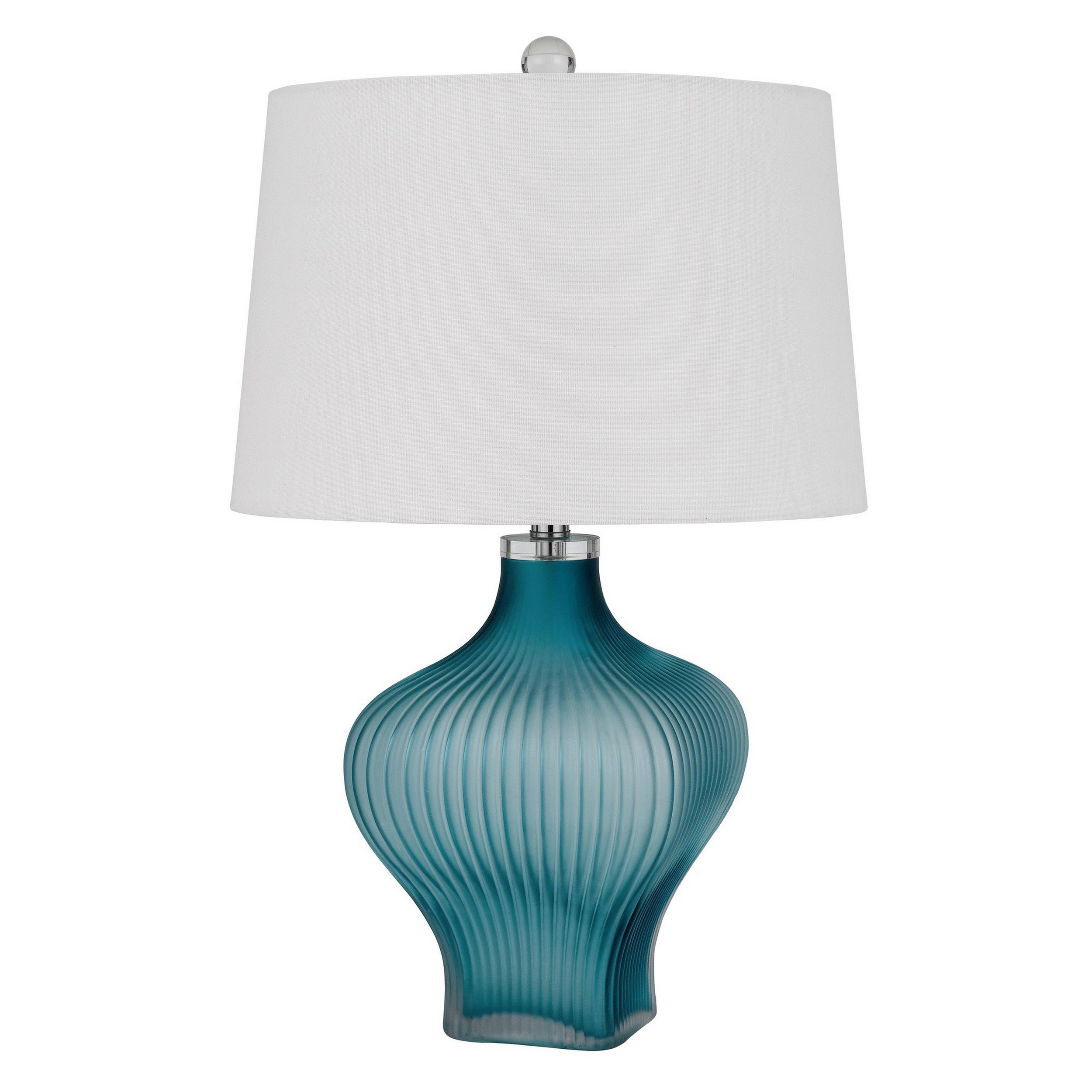26 Inch Modern Accent Table Lamp Unique Tapered Glass Base Aqua Blue-zoom-1