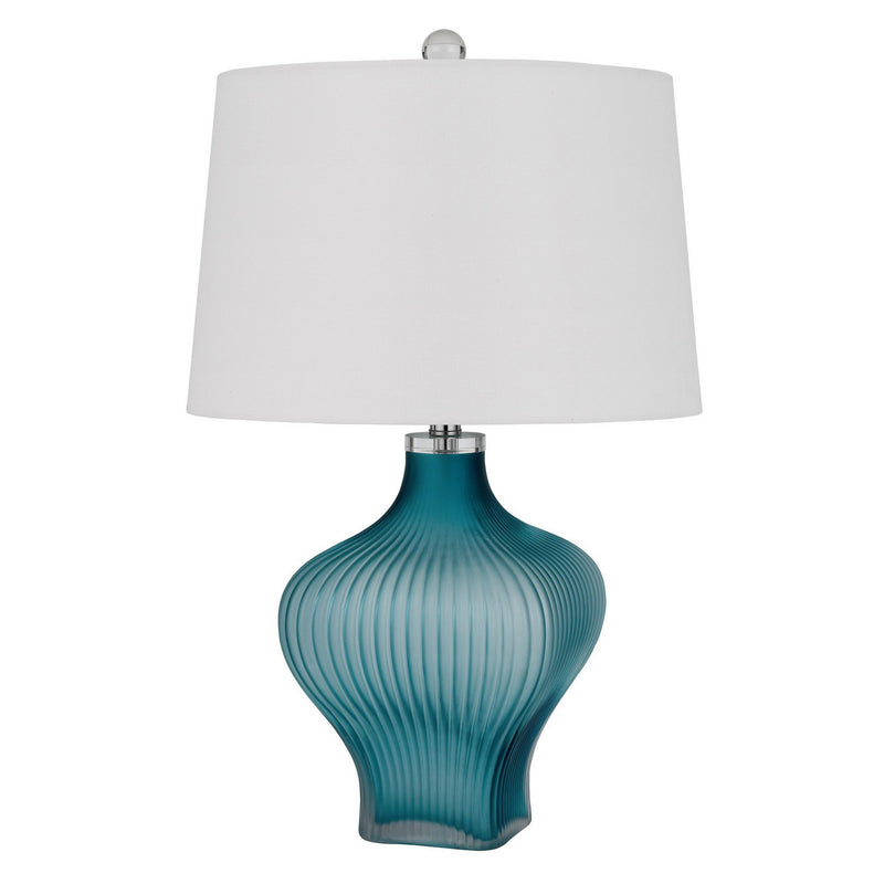 26 Inch Modern Accent Table Lamp Unique Tapered Glass Base Aqua Blue-zoom-