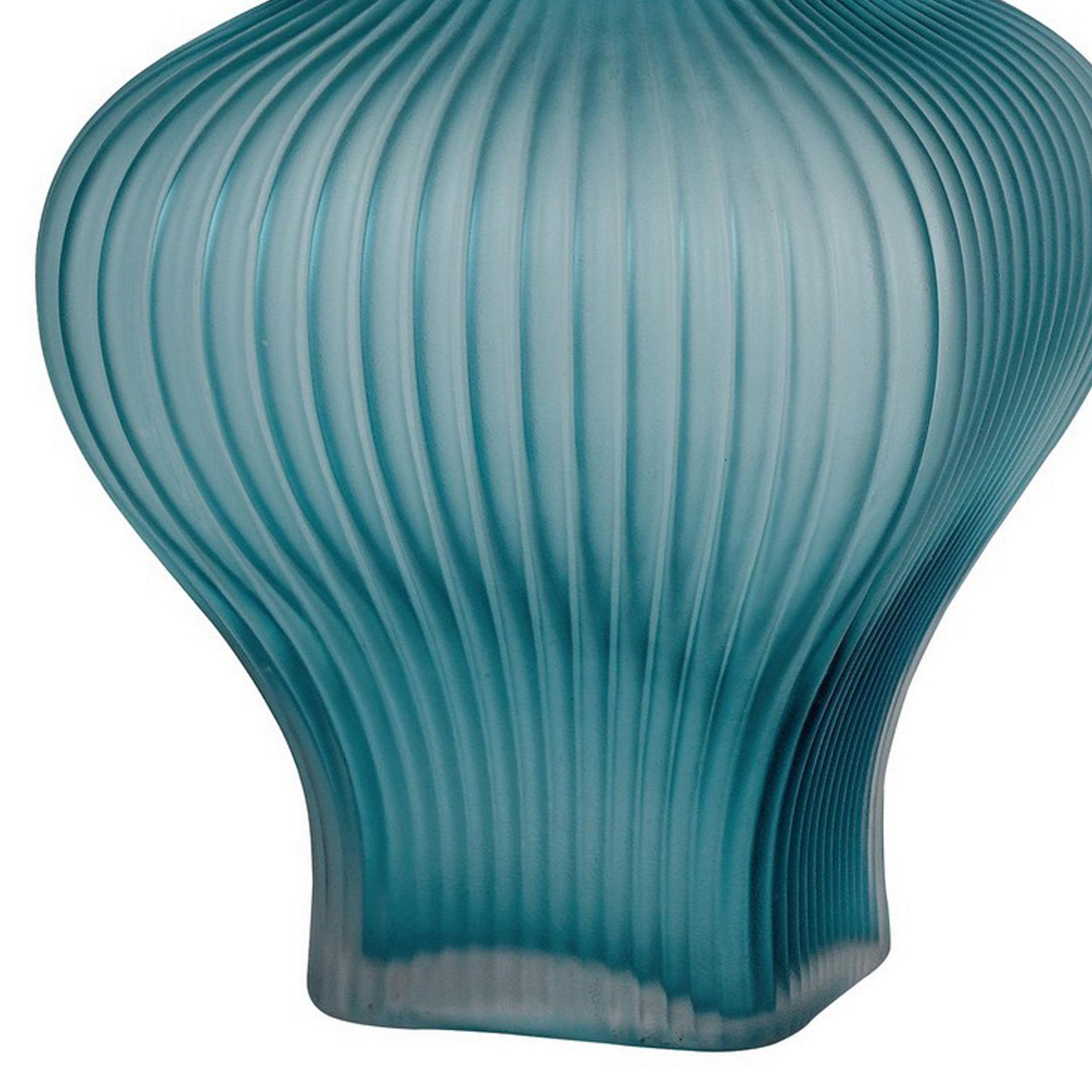 26 Inch Modern Accent Table Lamp Unique Tapered Glass Base Aqua Blue-zoom-4