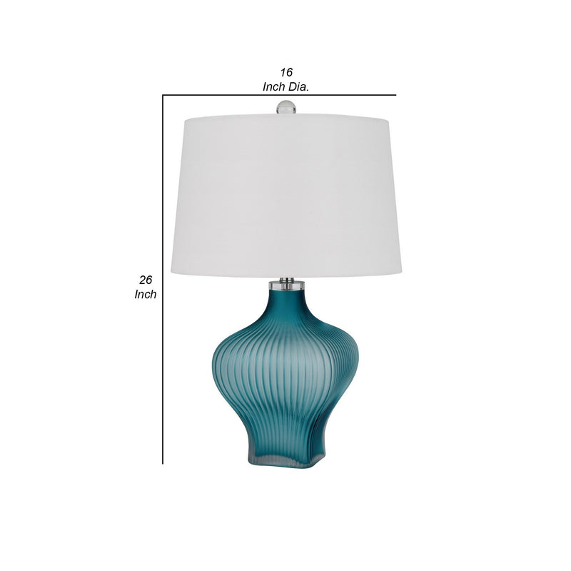 26 Inch Modern Accent Table Lamp Unique Tapered Glass Base Aqua Blue-zoom-
