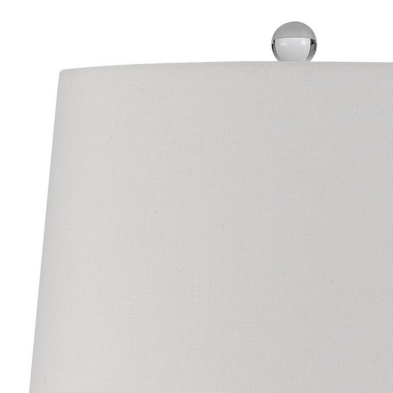 28 Inch Accent Table Lamp Hardback Fabric Shade Embossed Ceramic Pearl-zoom-