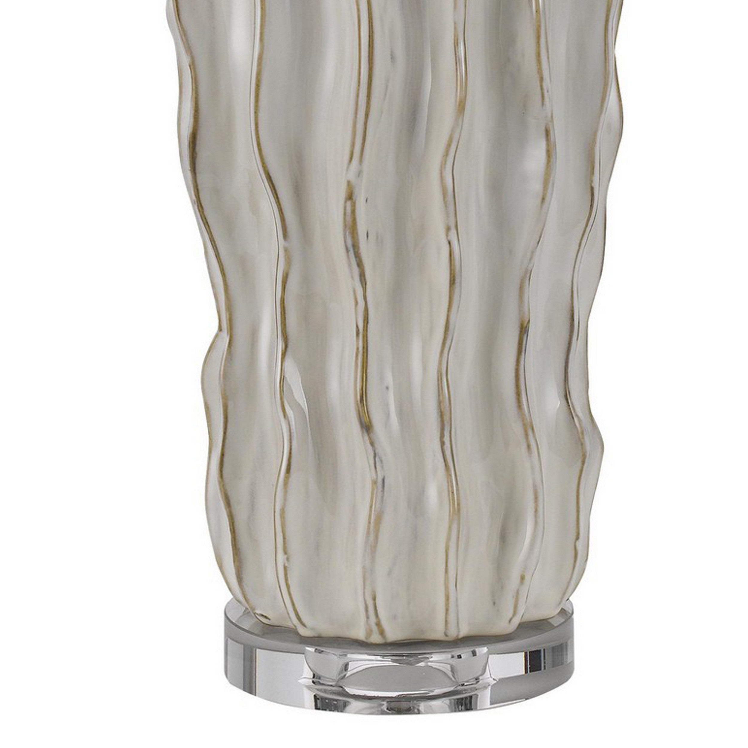 28 Inch Accent Table Lamp Hardback Fabric Shade Embossed Ceramic Pearl-zoom-4