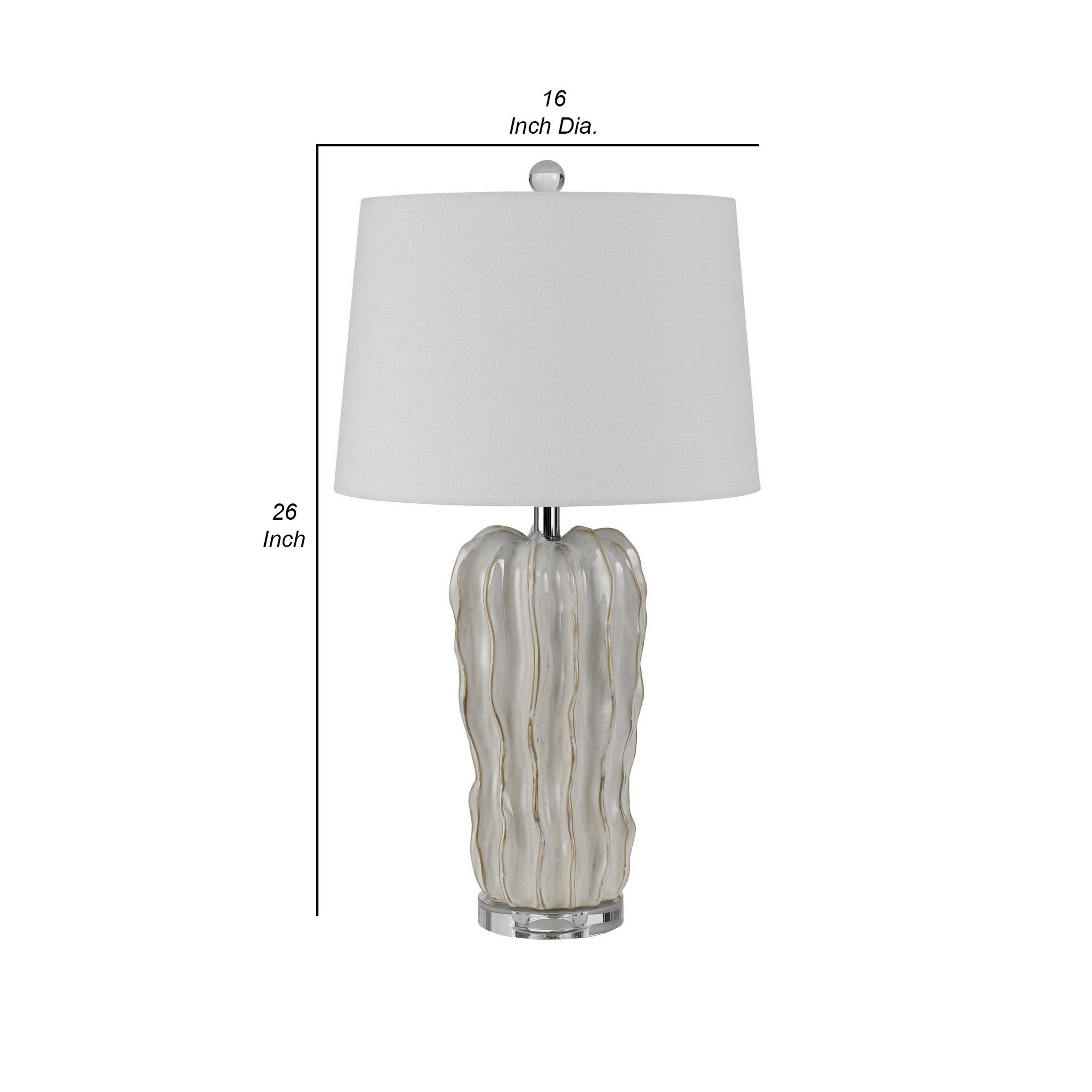 28 Inch Accent Table Lamp Hardback Fabric Shade Embossed Ceramic Pearl-zoom-5