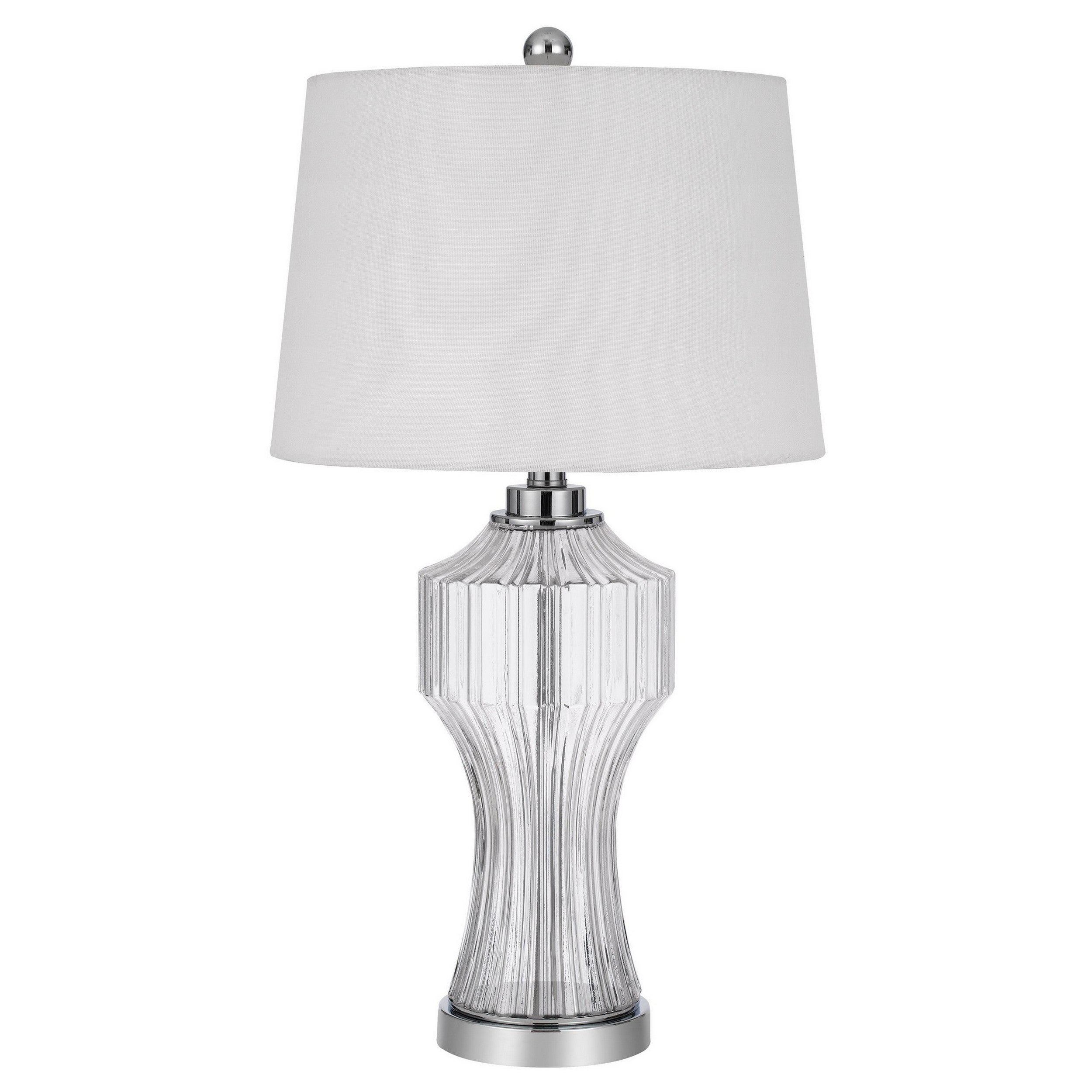 26 Inch Accent Table Lamp Round Glass Base White Clear-zoom-1