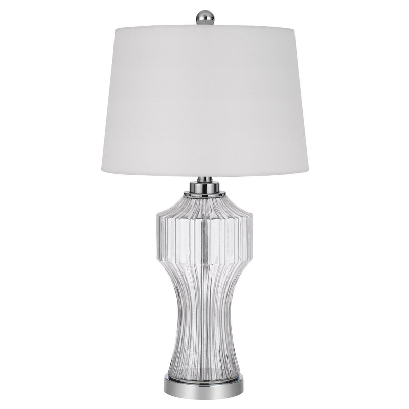 26 Inch Accent Table Lamp Round Glass Base White Clear-zoom-