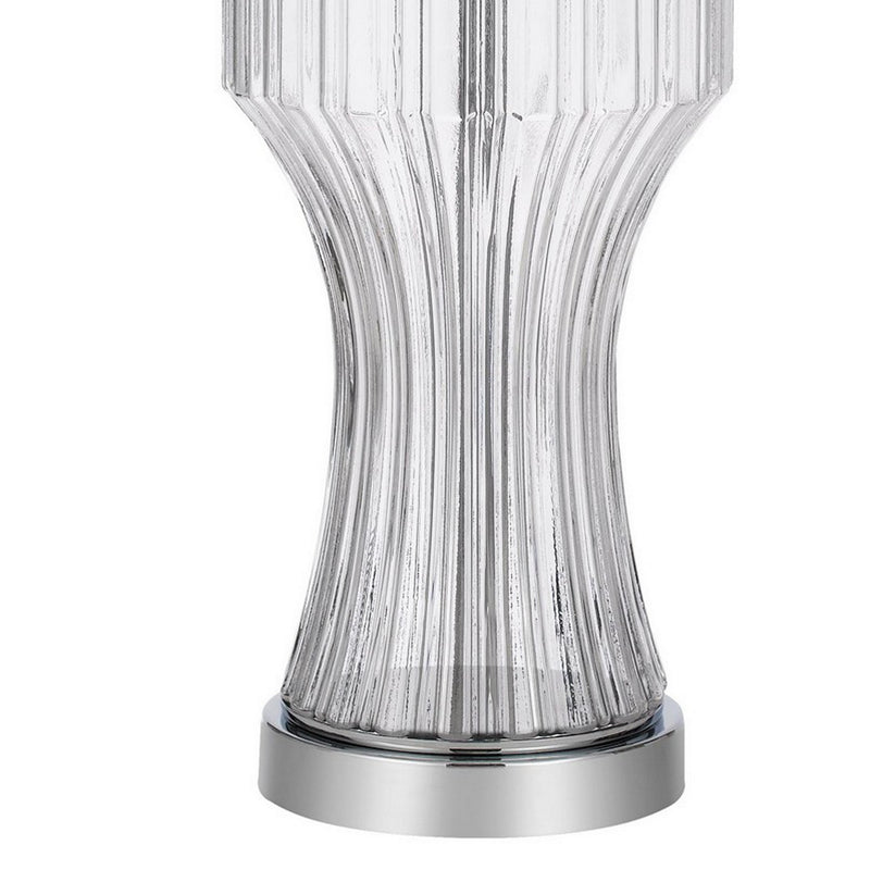 26 Inch Accent Table Lamp Round Glass Base White Clear-zoom-
