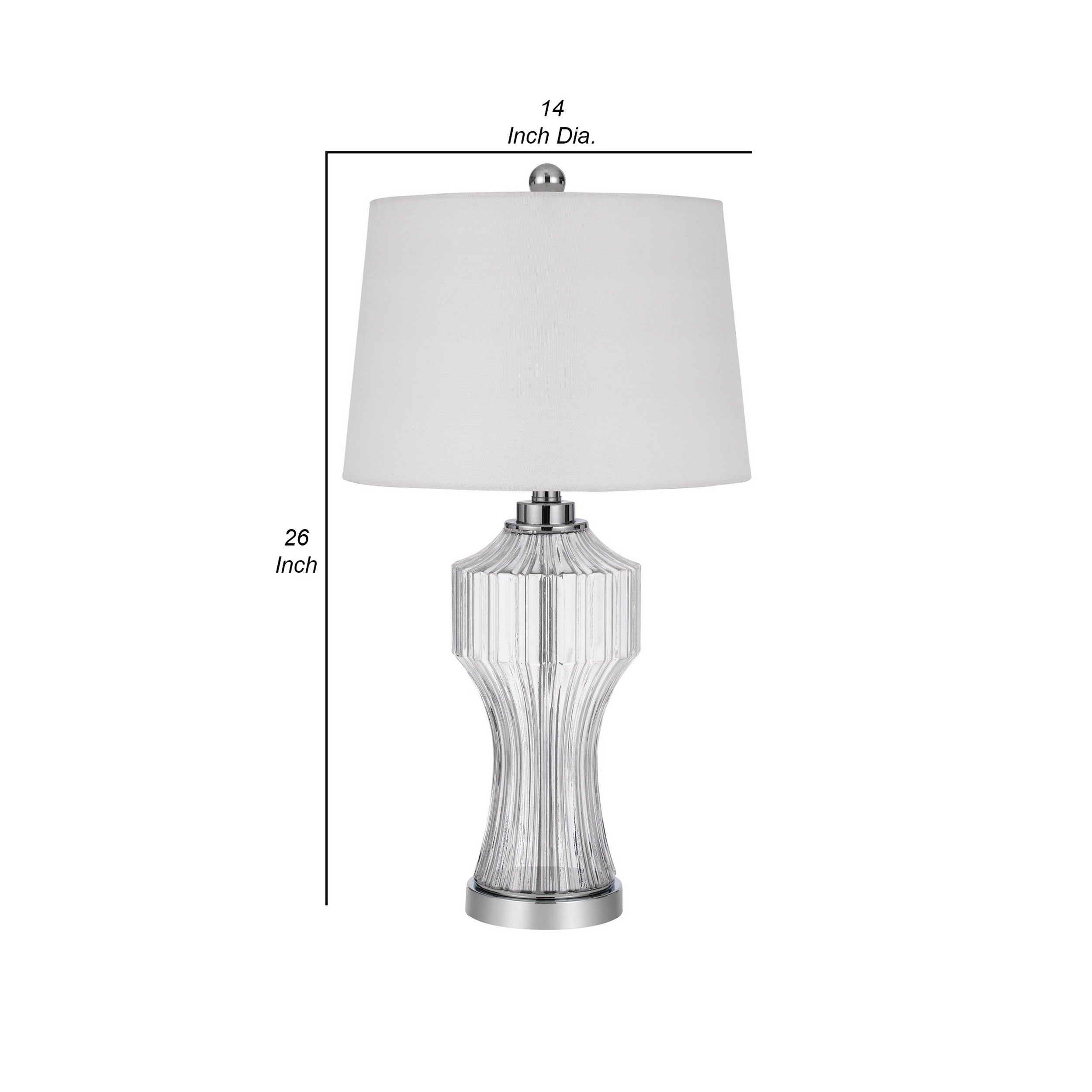 26 Inch Accent Table Lamp Round Glass Base White Clear-zoom-5