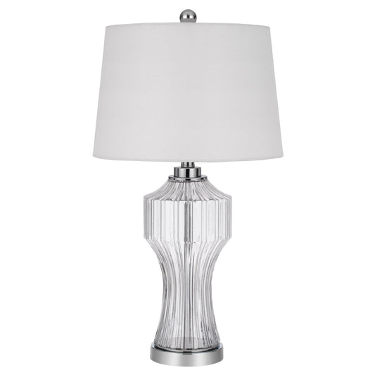 26 Inch Accent Table Lamp Round Glass Base White Clear
