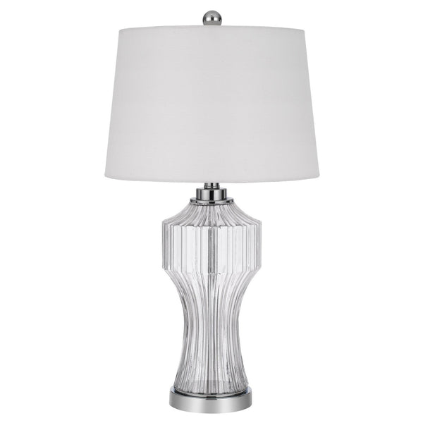 26 Inch Accent Table Lamp Round Glass Base White Clear
