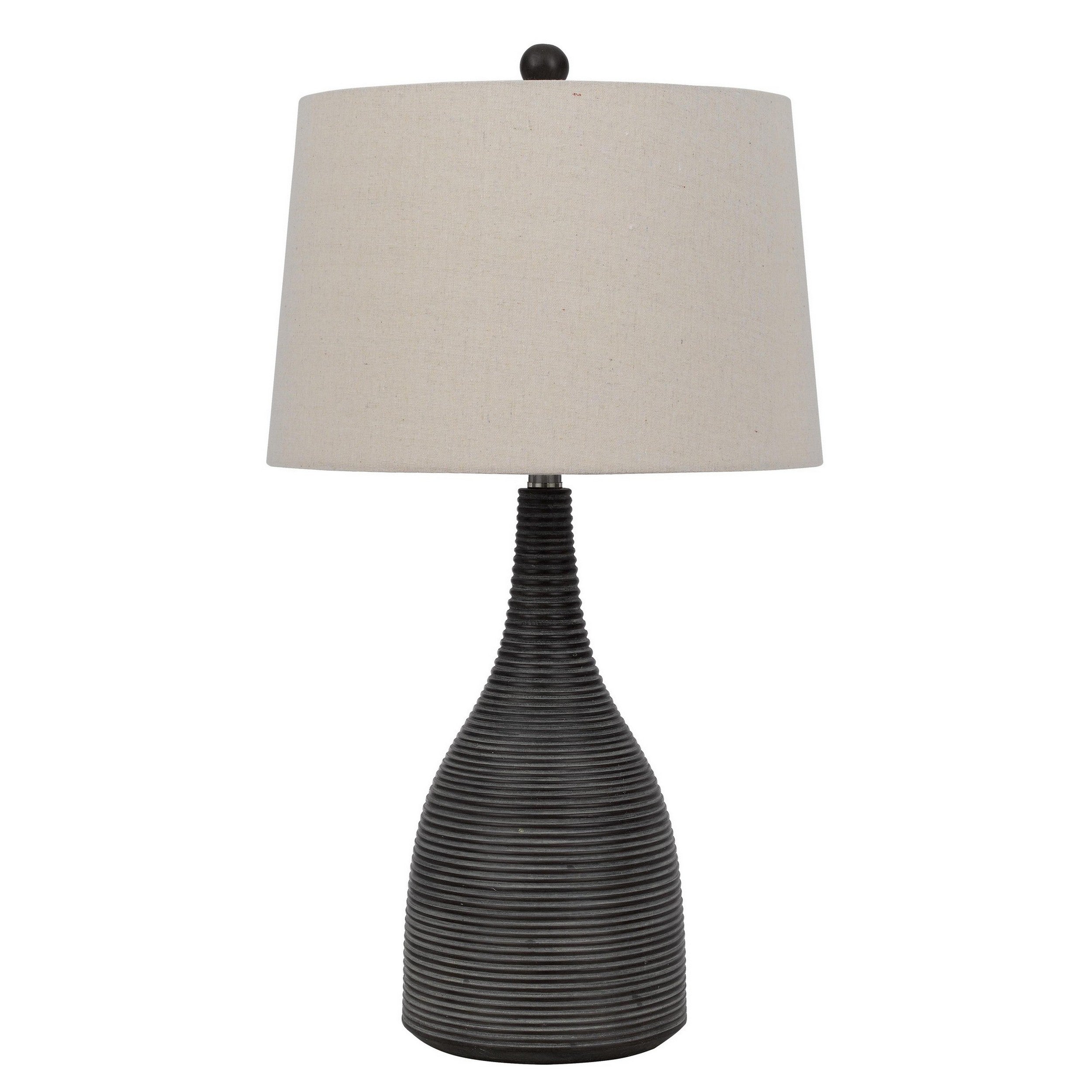 29 Inch Classic Table Lamp Textured Lined Body Ceramic Charcoal Black-zoom-1