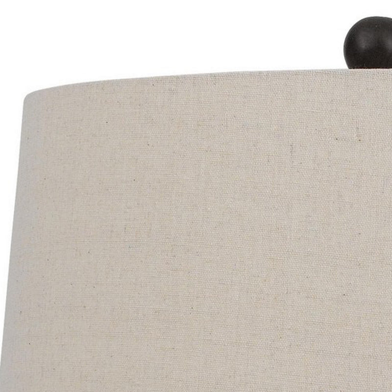 29 Inch Classic Table Lamp Textured Lined Body Ceramic Charcoal Black-zoom-
