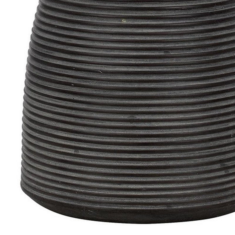 29 Inch Classic Table Lamp Textured Lined Body Ceramic Charcoal Black-zoom-