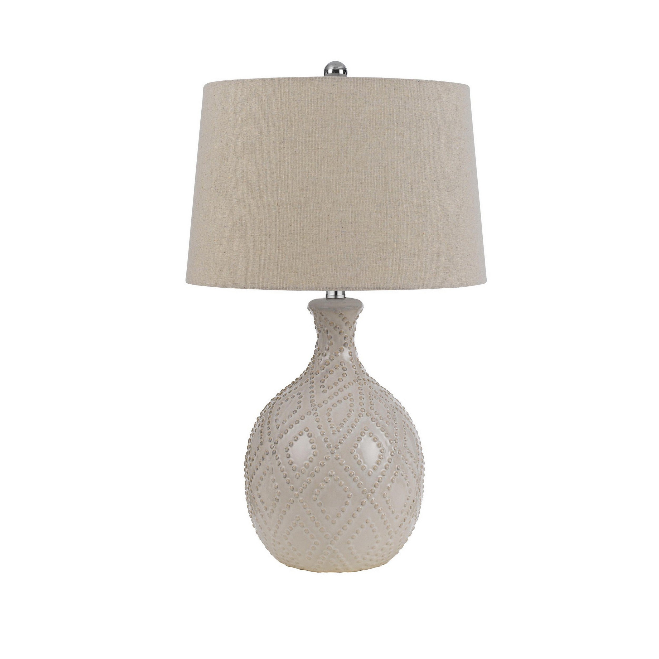27 Inch Table Lamp Set of 2 Ceramic Base Hardback Fabric Shade Ivory-zoom-2