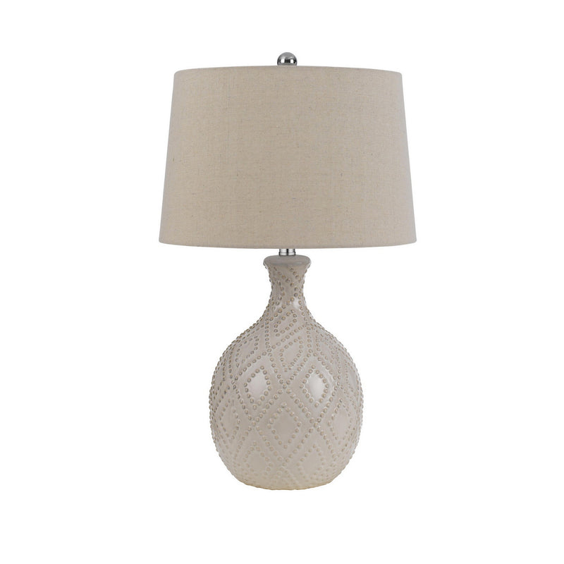 27 Inch Table Lamp Set of 2 Ceramic Base Hardback Fabric Shade Ivory-zoom-