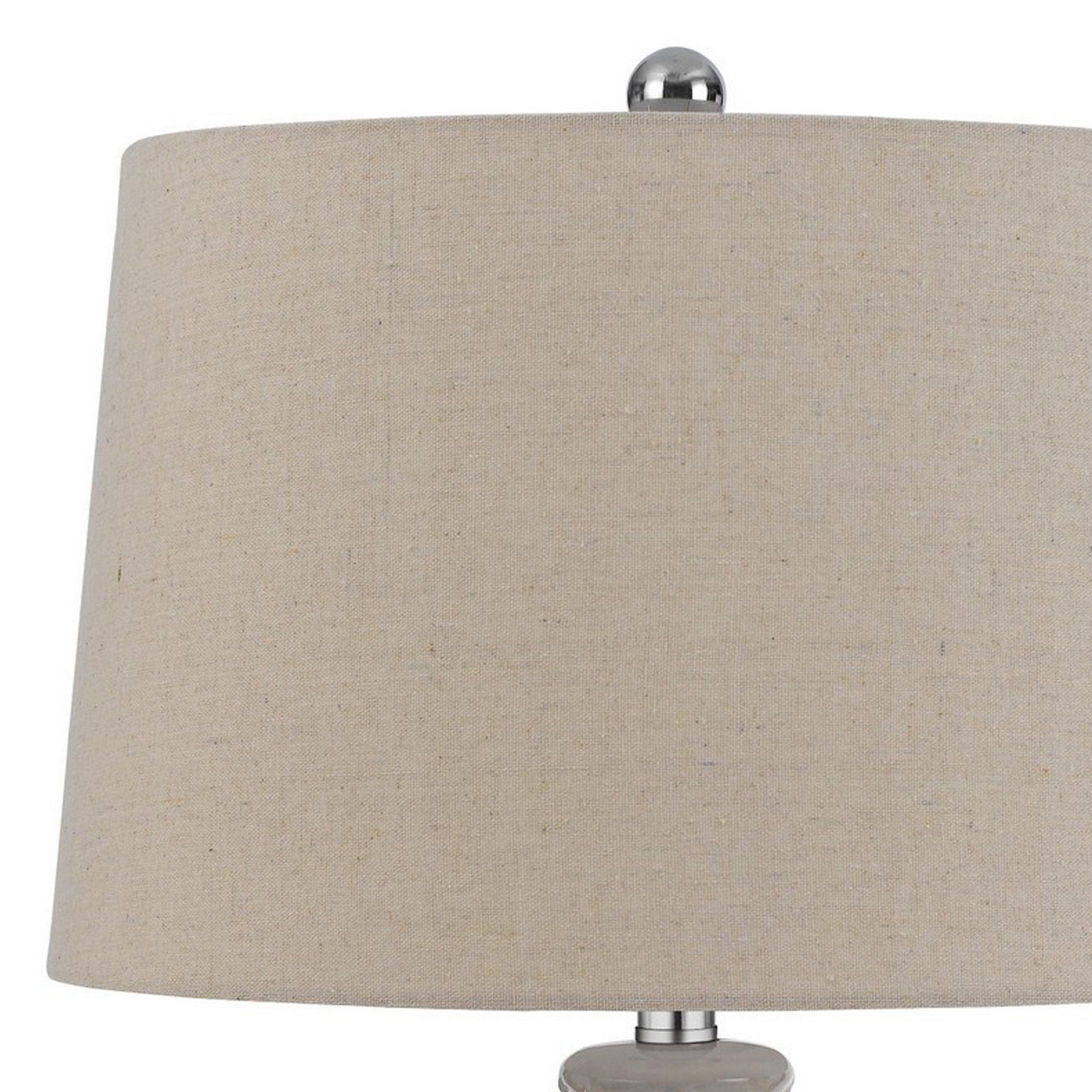 27 Inch Table Lamp Set of 2 Ceramic Base Hardback Fabric Shade Ivory-zoom-3