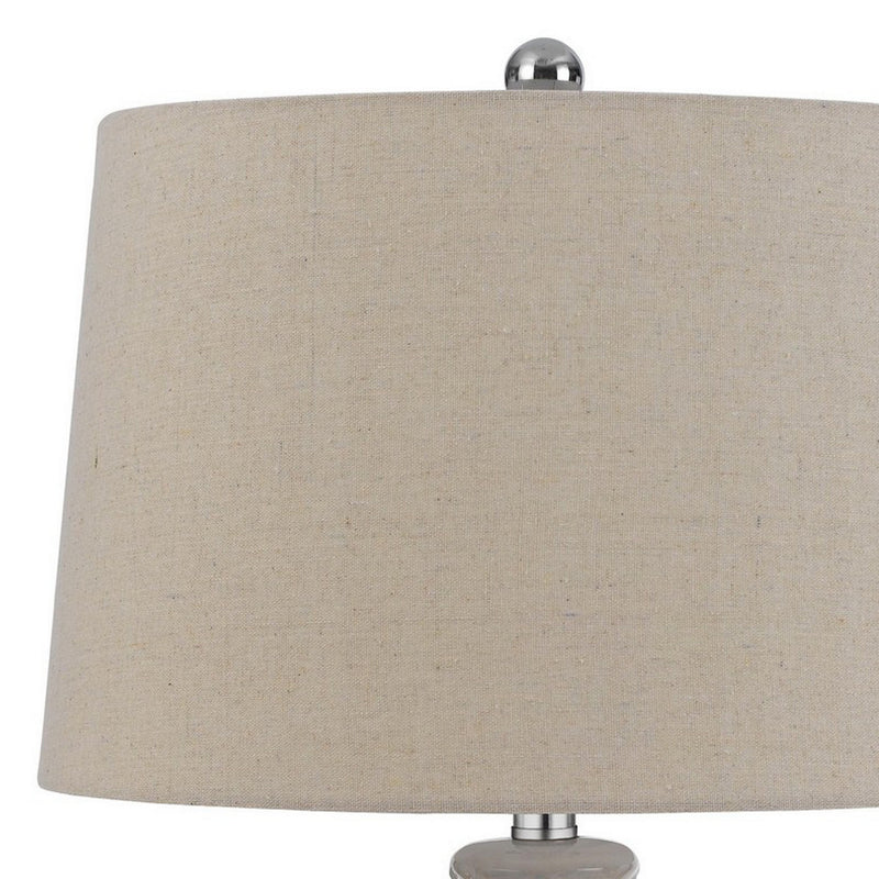27 Inch Table Lamp Set of 2 Ceramic Base Hardback Fabric Shade Ivory-zoom-
